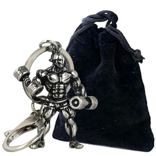 💪🏋️♂️ Strong Man Dumbbell Keychain – Fitness Gym Gift for Men
