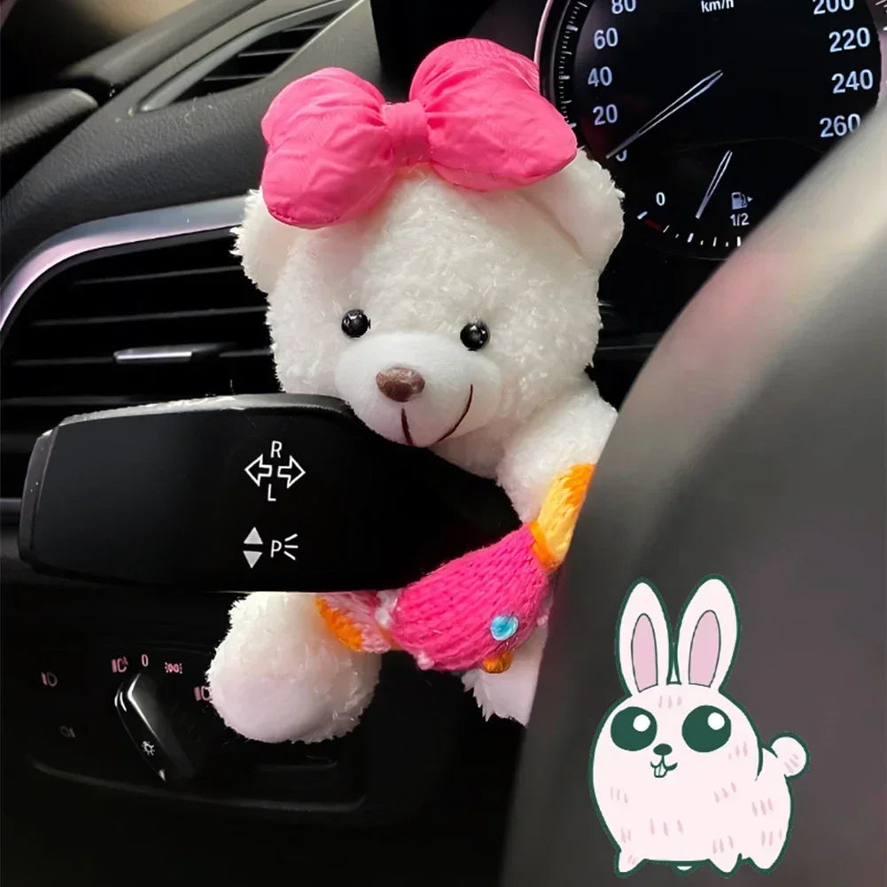 Cute Plush Bear & Character Car Dashboard Steering Lever Decor