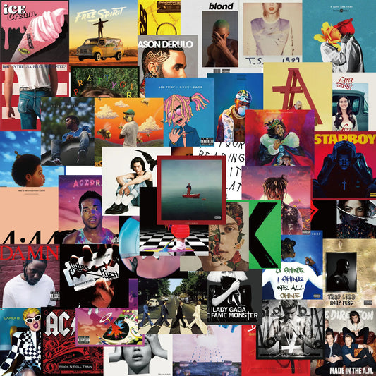 🎶 "Retro Vibes Music Collage – 55-Piece Album Set" 🎶