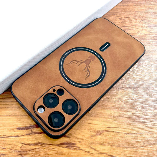 π¦Vintage Leather MagSafe Case with Embossed Deer Logo β Premium Protection with Style