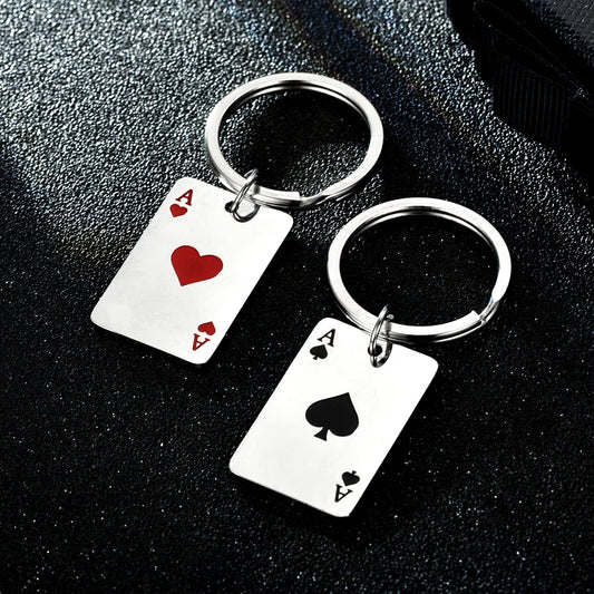 ๐ก Ace of Spades & Ace of Hearts Keychain Set โ Perfect for Couples! ๐