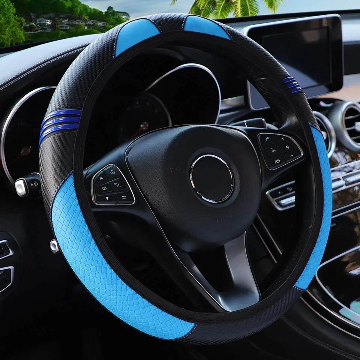 Cute Cartoon Cat Steering Wheel Cover 🐱 | Leather Finish