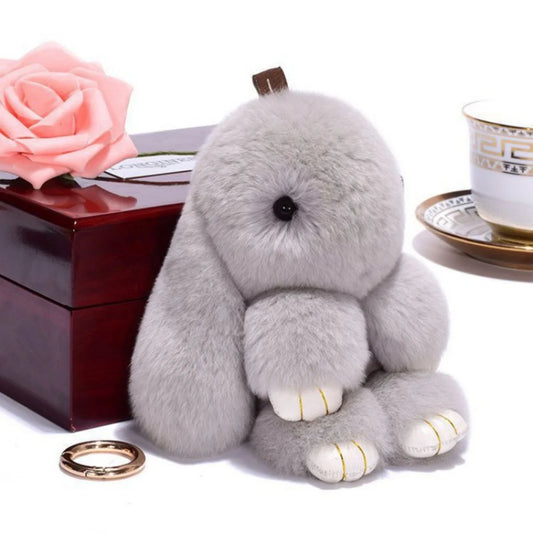 Fluffy Bunny Keychain β Soft Fur Pompon Charm for Bag or Car