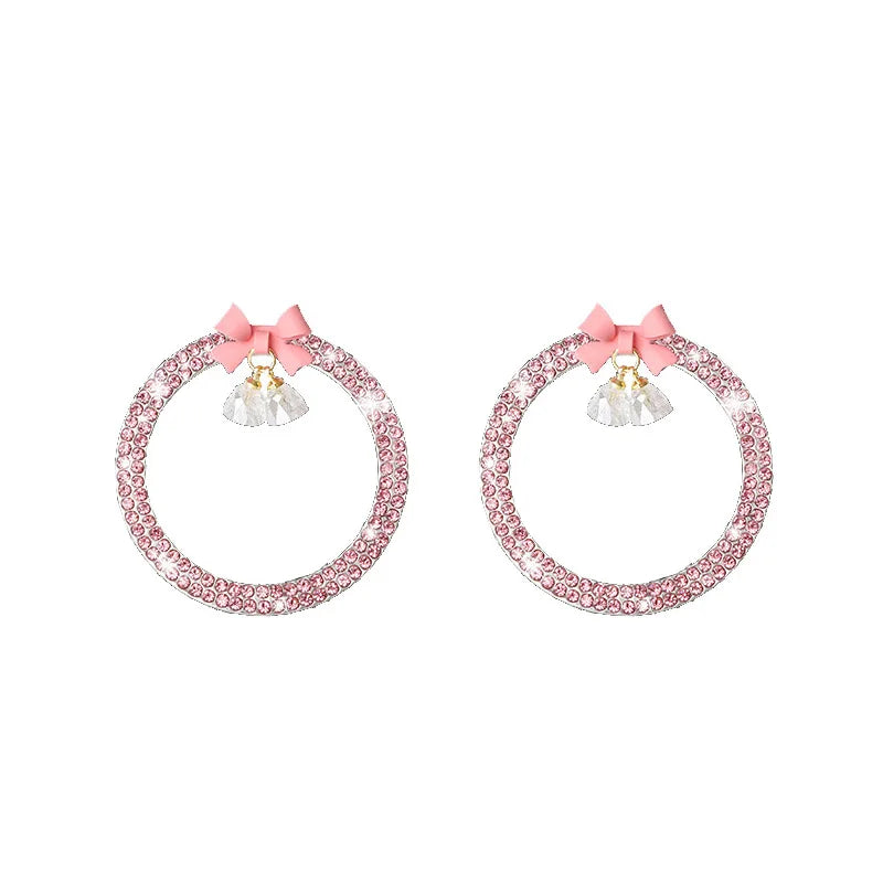 Crystal Rhinestone Engine Start Button Ring Decal with Bowknot