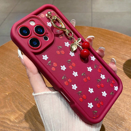 Cute 3D Cherry Pendant iPhone Case - Soft TPU Cover