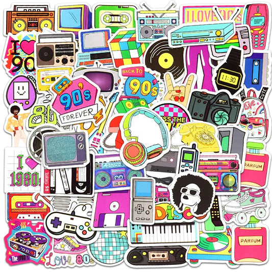 🎉✨ Retro 80s & 90s Sticker Pack – A Blast from the Past! 70pcs ✨🎉 🎁
