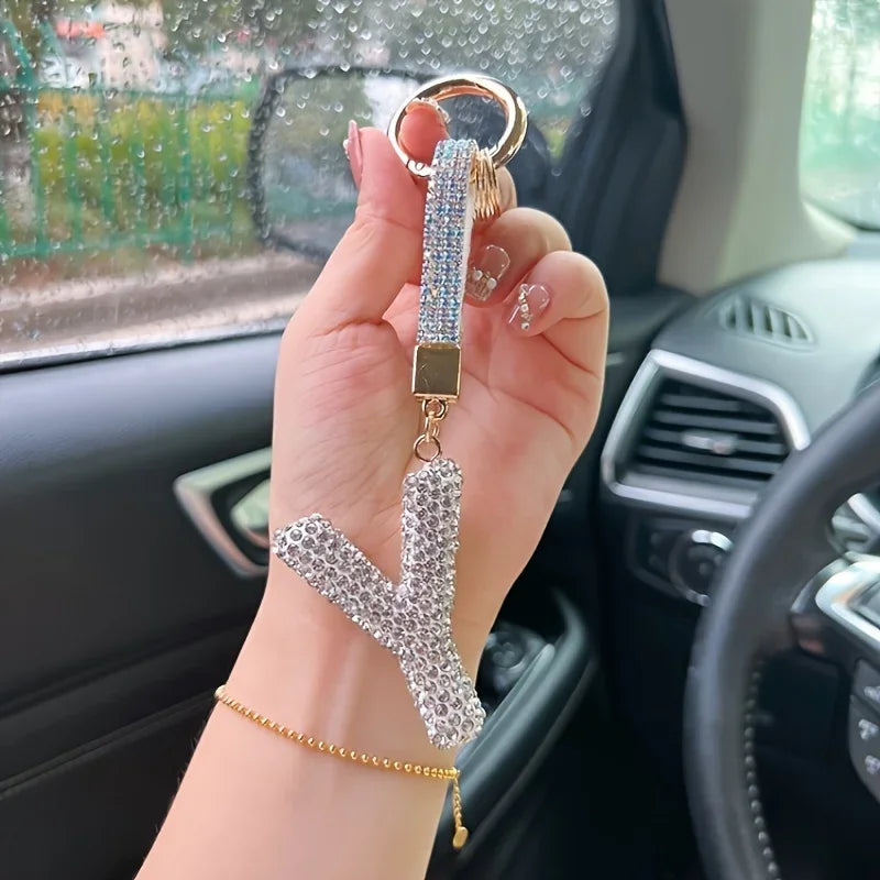 β¨ Sparkling Letter Keychain β Rhinestone Initial Charm β¨