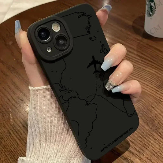 βοΈ Travel-Inspired Airplane Route Phone Case β Soft Silicone for iPhone