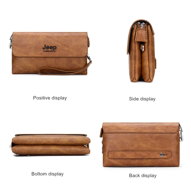 🚙 JEEP Buluo PU Leather Clutch Bag – Stylish Long Wallet with Zipper & Large Capacity