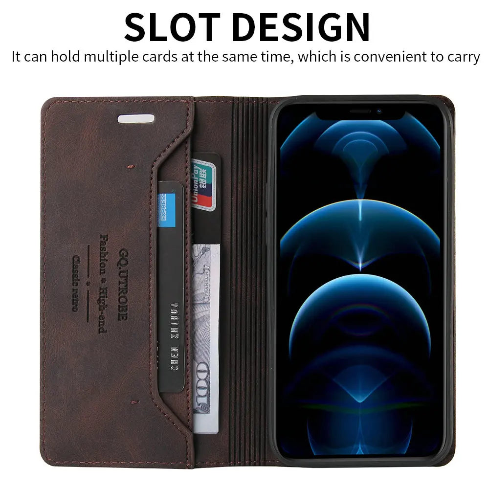 🧲 Luxury Leather Wallet Phone Case 📱