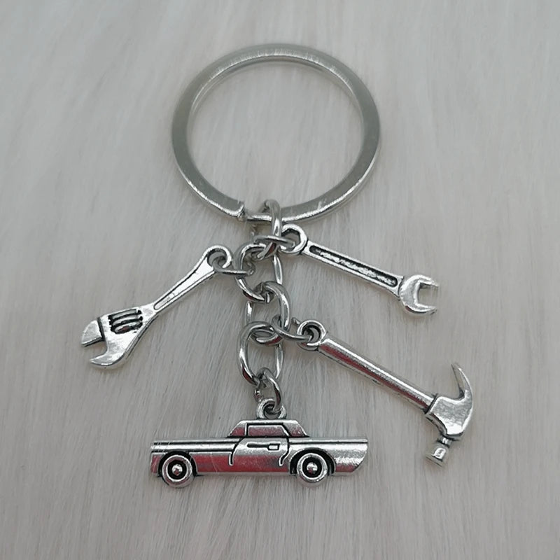 🛠️ Classic Car & Tools Keychain 🔧🚗