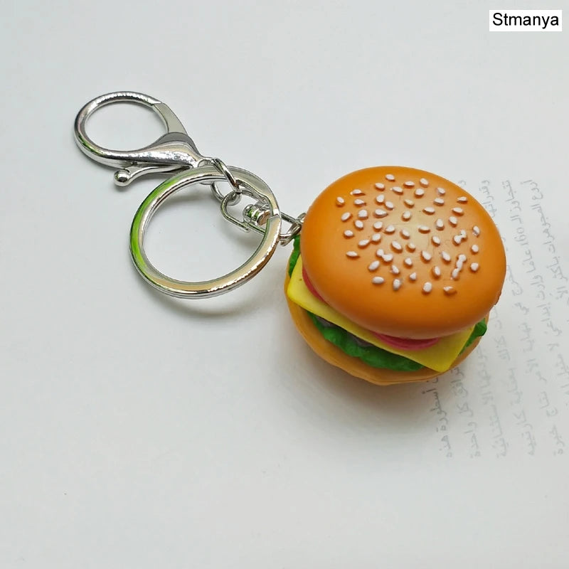 Yummy Hamburger Keychain – Cute Resin Food Pendant for Your Bag or Keys 🍔✨