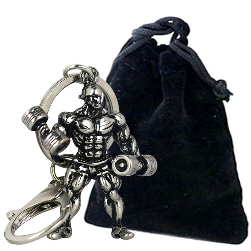 💪🏋️‍♂️ Strong Man Dumbbell Keychain – Fitness Gym Gift for Men
