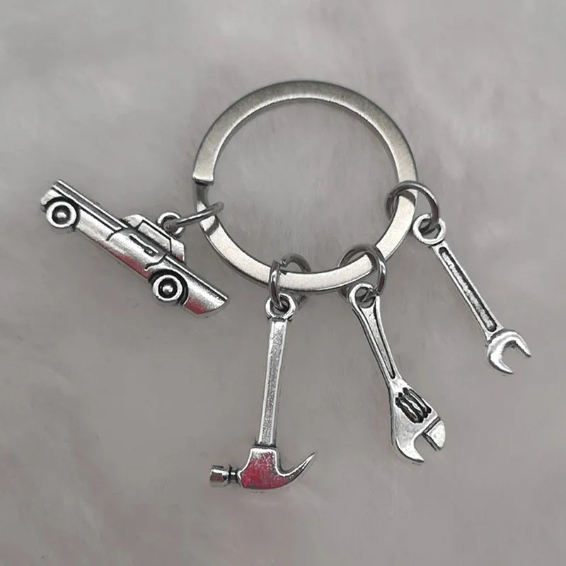 🛠️ Classic Car & Tools Keychain 🔧🚗