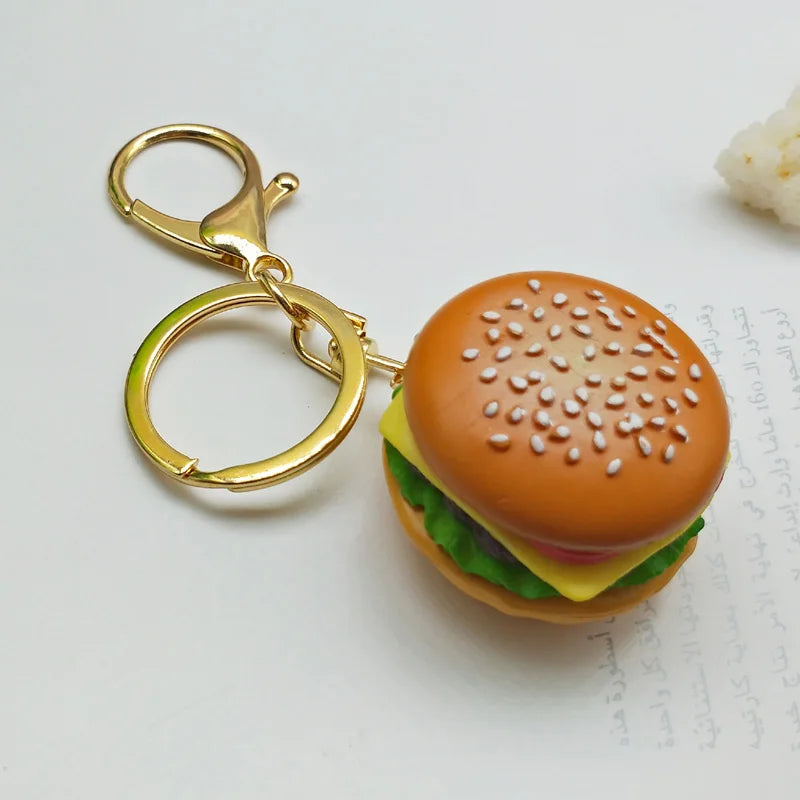 Yummy Hamburger Keychain – Cute Resin Food Pendant for Your Bag or Keys 🍔✨