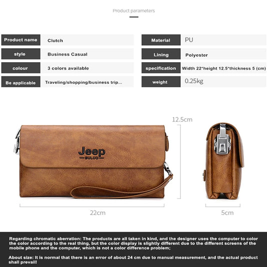 🚙 JEEP Buluo PU Leather Clutch Bag – Stylish Long Wallet with Zipper & Large Capacity