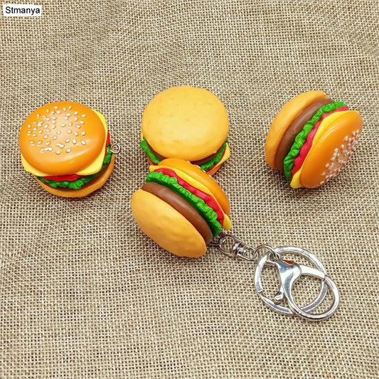 Yummy Hamburger Keychain – Cute Resin Food Pendant for Your Bag or Keys 🍔✨