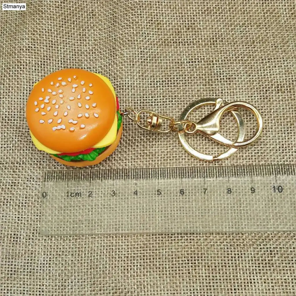 Yummy Hamburger Keychain – Cute Resin Food Pendant for Your Bag or Keys 🍔✨