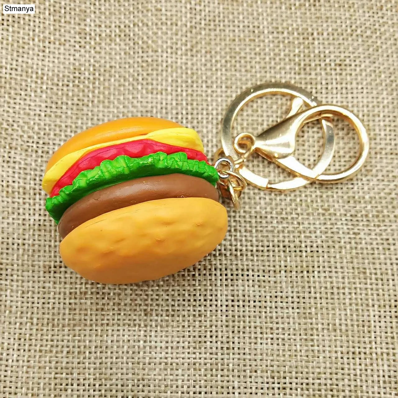 Yummy Hamburger Keychain – Cute Resin Food Pendant for Your Bag or Keys 🍔✨