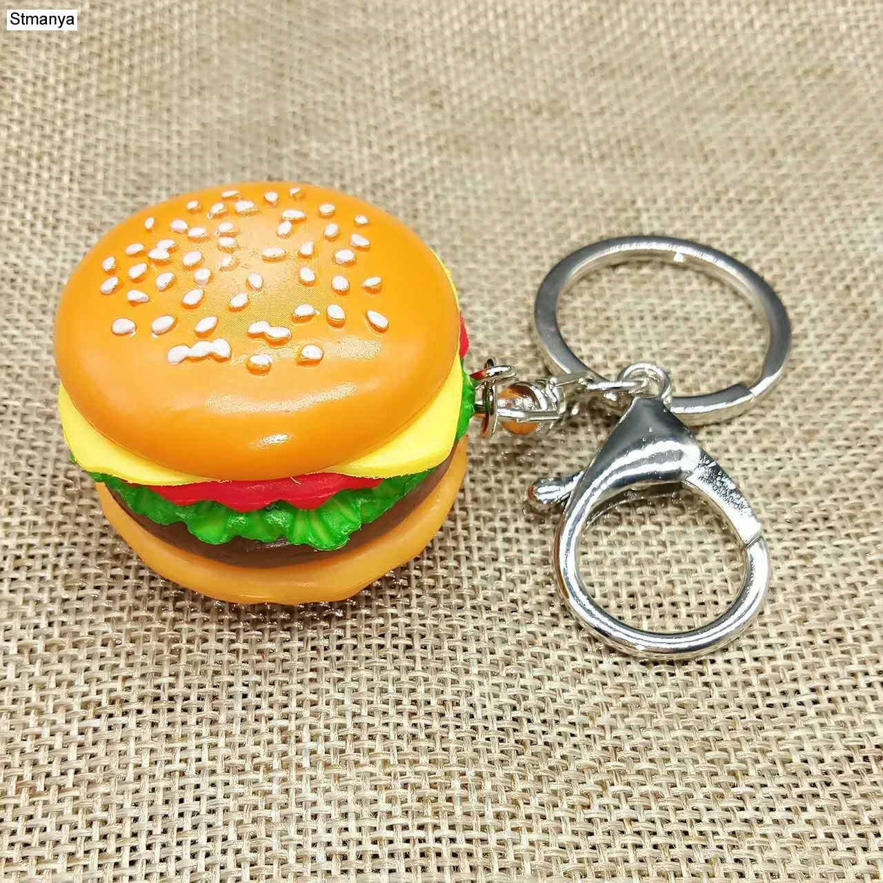 Yummy Hamburger Keychain – Cute Resin Food Pendant for Your Bag or Keys 🍔✨