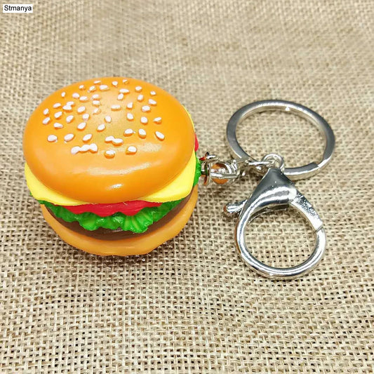 Yummy Hamburger Keychain – Cute Resin Food Pendant for Your Bag or Keys 🍔✨