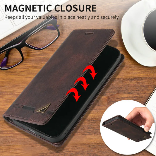 🧲 Luxury Leather Wallet Phone Case 📱