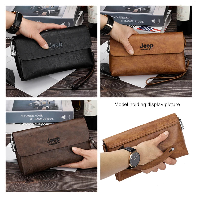🚙 JEEP Buluo PU Leather Clutch Bag – Stylish Long Wallet with Zipper & Large Capacity