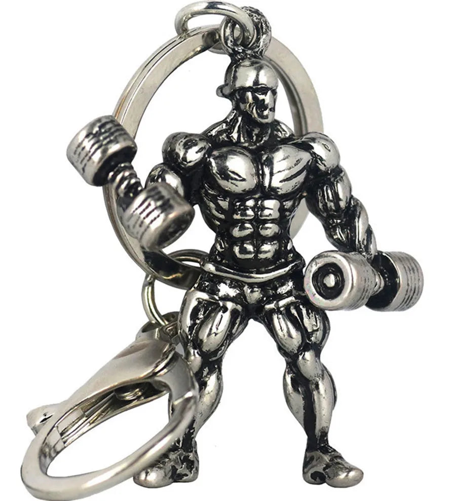 💪🏋️‍♂️ Strong Man Dumbbell Keychain – Fitness Gym Gift for Men