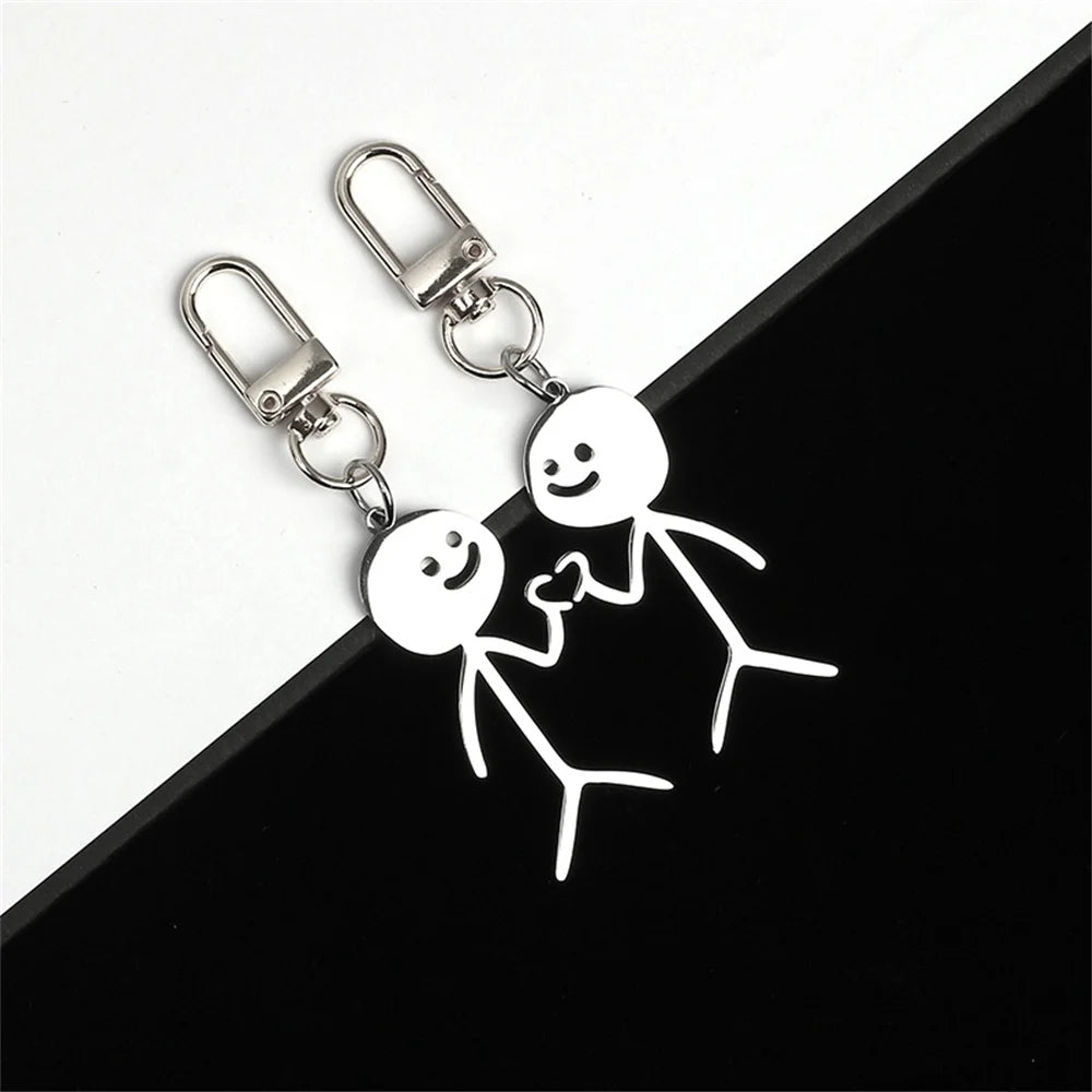 ❤️‍🔥 Funny Finger Heart Stickman Keychains – Couple's Cute Charm 💑🔑