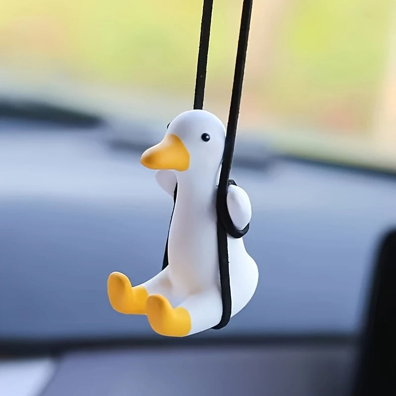 Cute Swinging Duck Car Rearview Mirror Ornament
