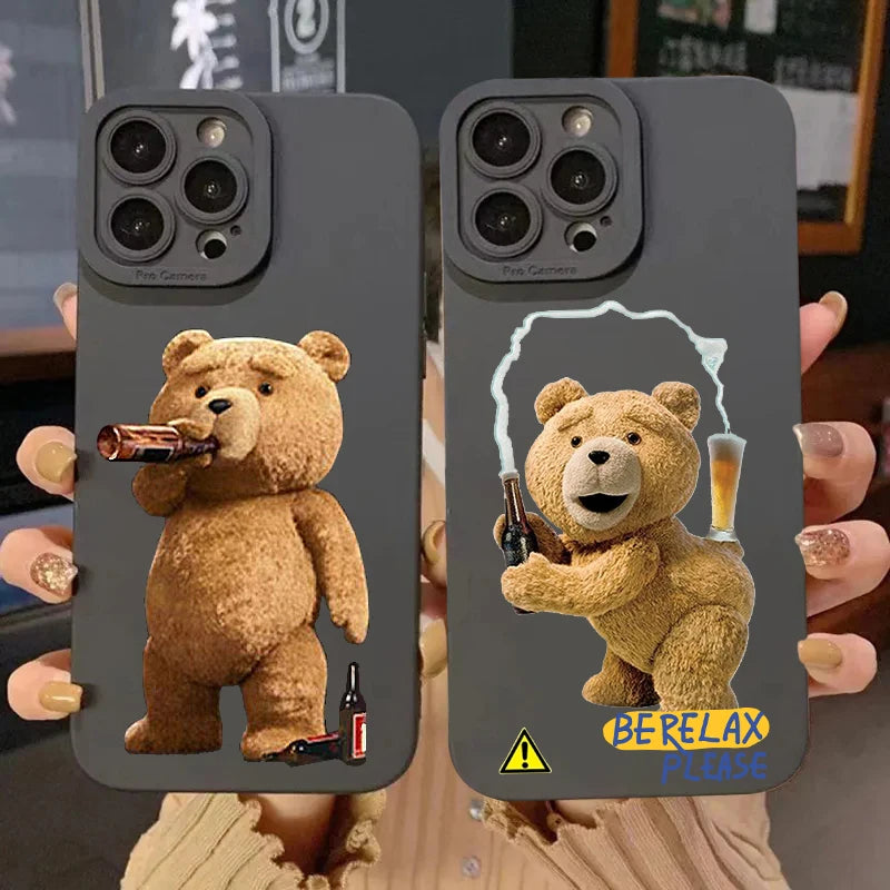 🐻 Cute Teddy Bear Couple Case – Soft & Sweet Protection for Your iPhone!