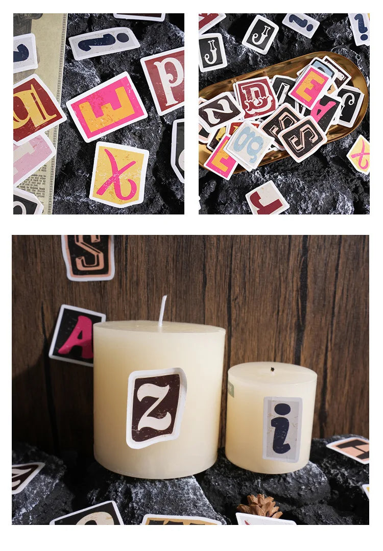 🔠✨ Retro Ransom Letter Alphabet Stickers/46pcs ✨📰
