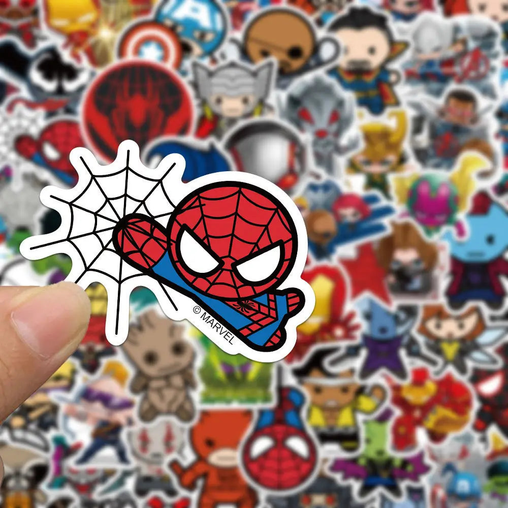 🦸‍♂️ Superhero Squad Sticker Pack – 50pcs of Chibi Hero Power! ⚡🕷