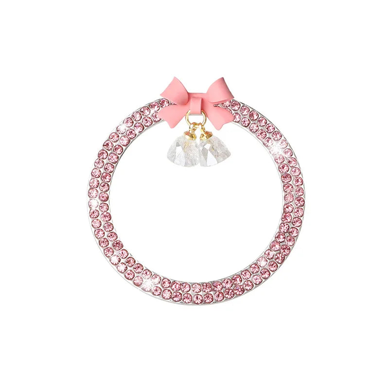 Crystal Rhinestone Engine Start Button Ring Decal with Bowknot