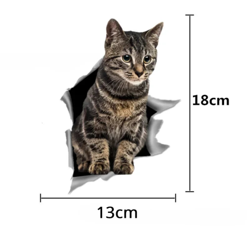 😺 3D Cat Car Sticker – Realistic Peeking Kitty Decal 🐾🚘