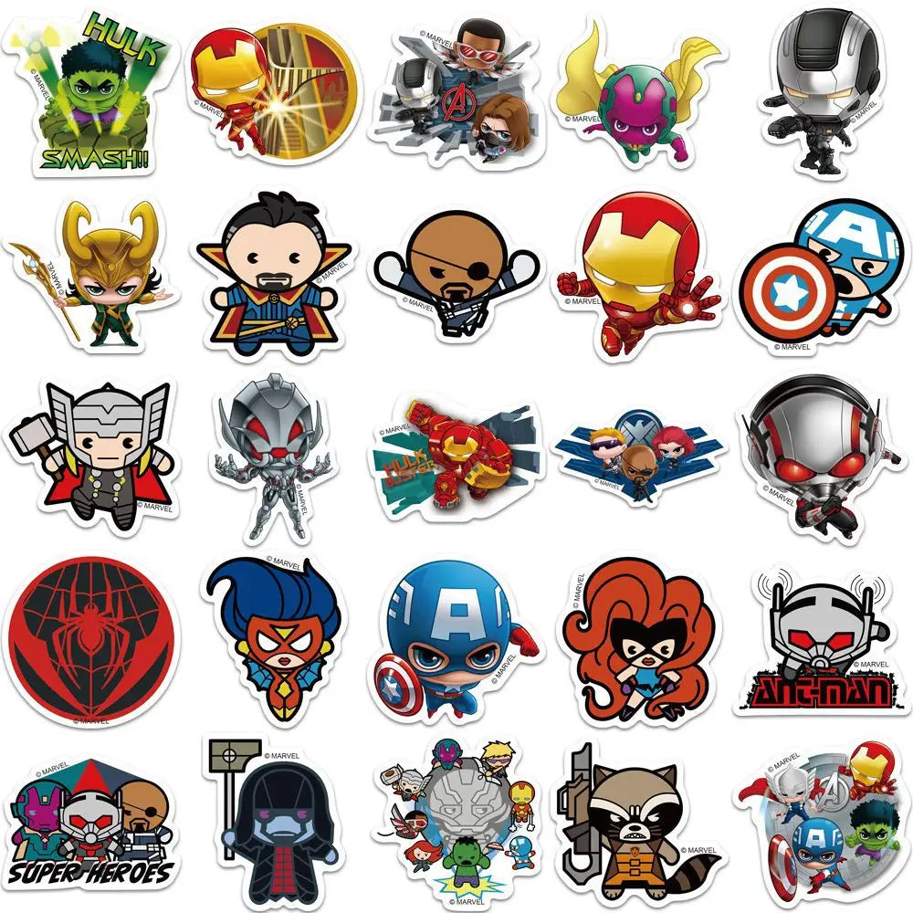 🦸‍♂️ Superhero Squad Sticker Pack – 50pcs of Chibi Hero Power! ⚡🕷