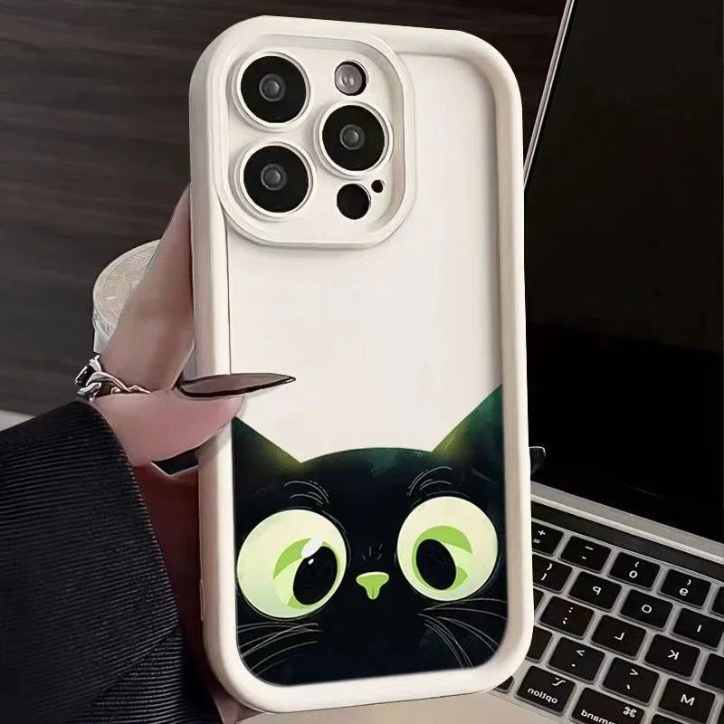 Cute Cartoon Cat Case – Soft Shockproof Cover for iPhone