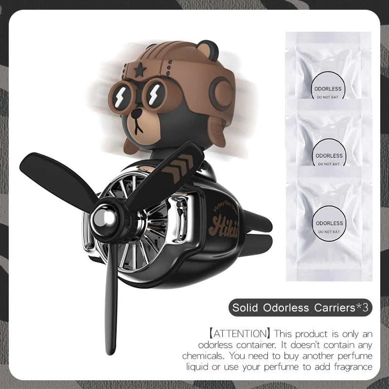 🧸✈️ Cute Bear Car Air Freshener – Propeller Style Vent Clip! 🚗💨