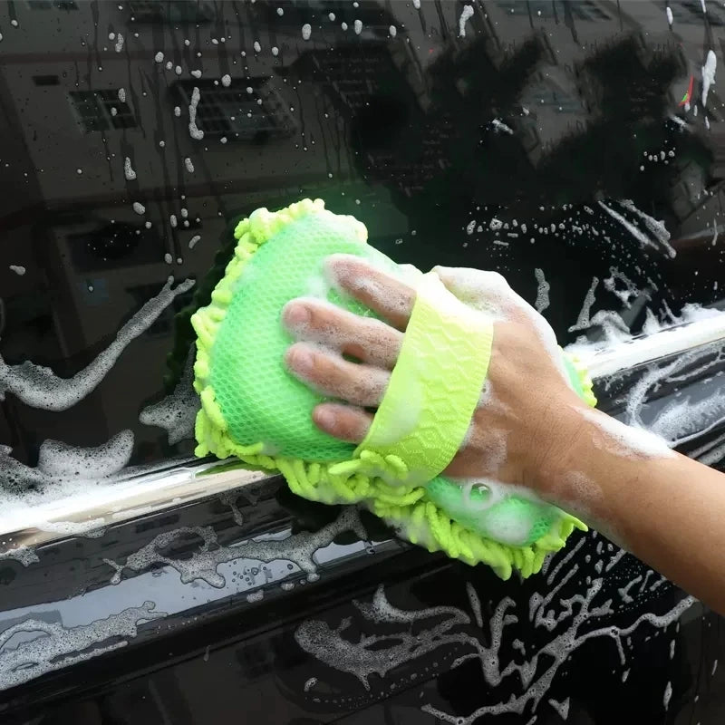 Microfiber Car Wash Sponge Glove with Elastic Strap