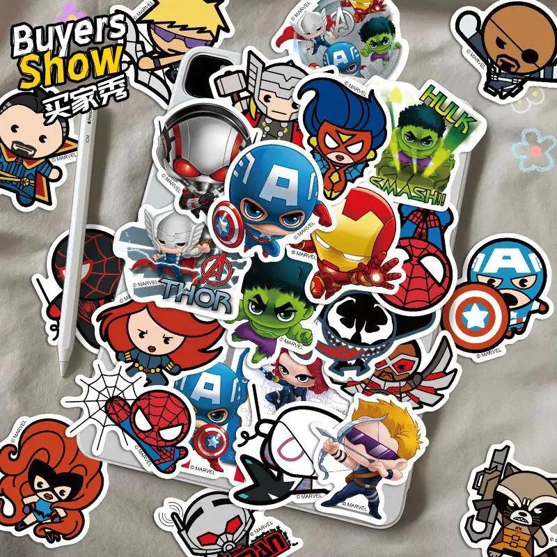 🦸‍♂️ Superhero Squad Sticker Pack – 50pcs of Chibi Hero Power! ⚡🕷