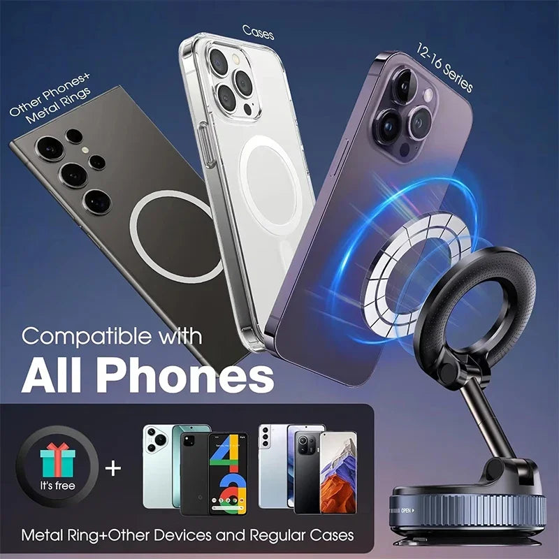 Magnetic Vacuum Suction Phone Holder for Car & Desk