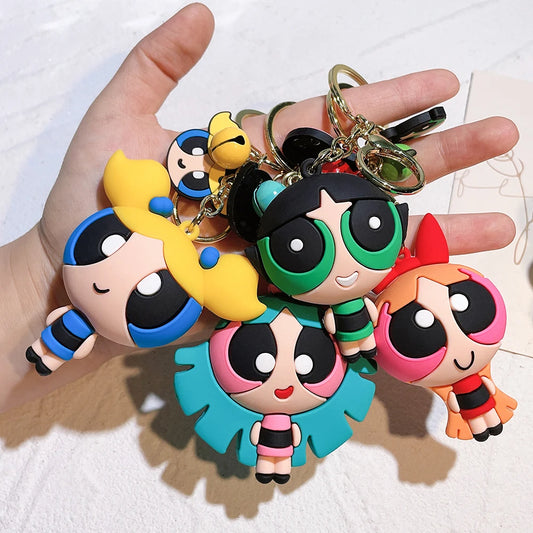 The Powerpuff Girls 🩷💚💙 – Cute Silicone Keychain for Fans | Cartoon Doll Pendant