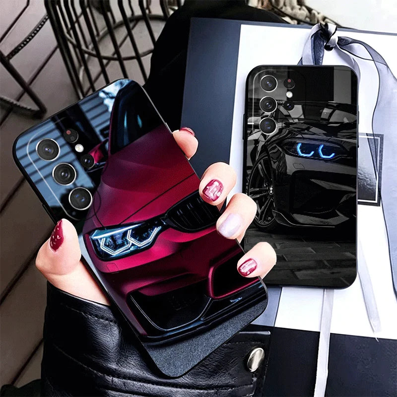 Aggressive Sport Car Headlights Phone Case for Samsung & iPhone | Dark Automotive Aesthetics