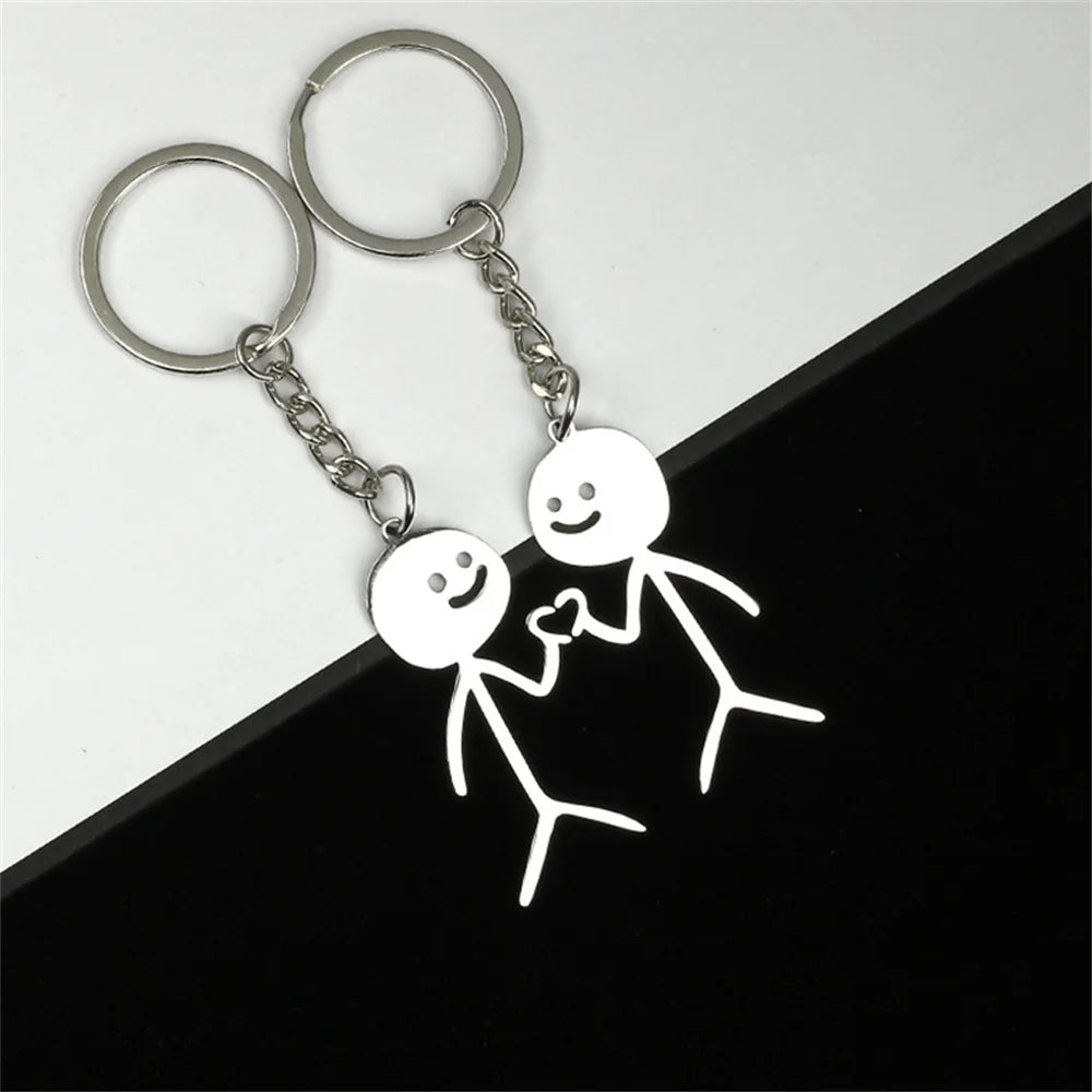 ❤️‍🔥 Funny Finger Heart Stickman Keychains – Couple's Cute Charm 💑🔑
