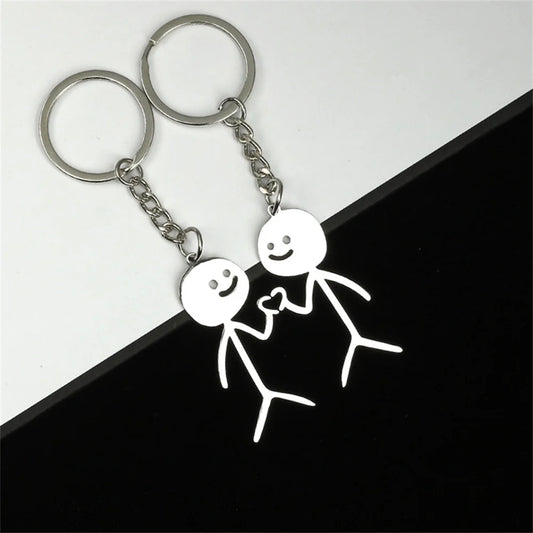 ❤️‍🔥 Funny Finger Heart Stickman Keychains – Couple's Cute Charm 💑🔑