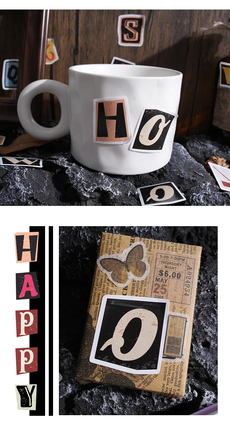 🔠✨ Retro Ransom Letter Alphabet Stickers/46pcs ✨📰