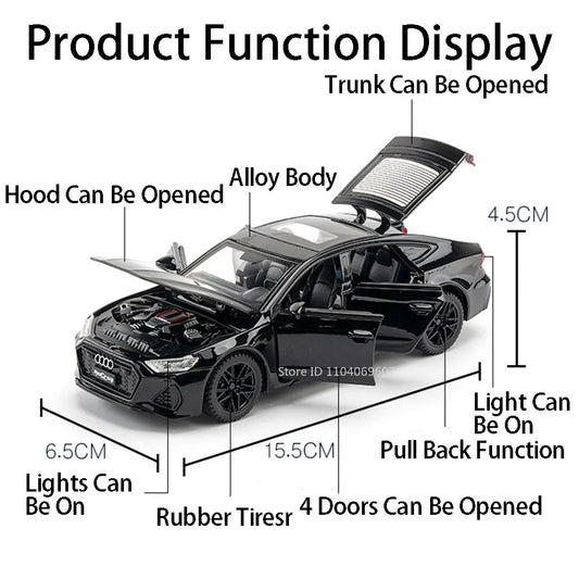 1:32 Audi RS7 Sportback Diecast Model Car – 6 Doors, Pull-Back, Lights