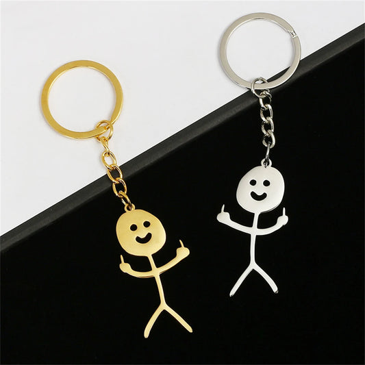❤️‍🔥 Funny Finger Heart Stickman Keychains – Couple's Cute Charm 💑🔑