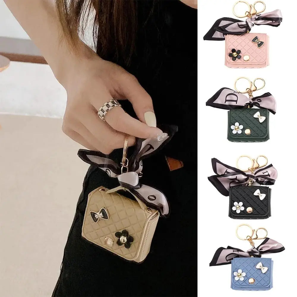 Leather Earphone Case Keychain - Mini Storage Bag for Bluetooth Headsets