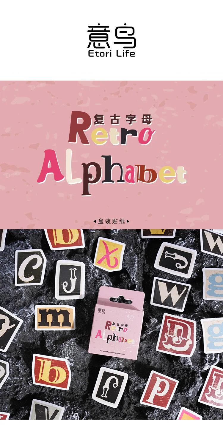 🔠✨ Retro Ransom Letter Alphabet Stickers/46pcs ✨📰